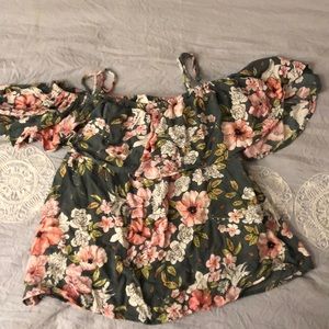 floral off the shoulder billabong top from tillys